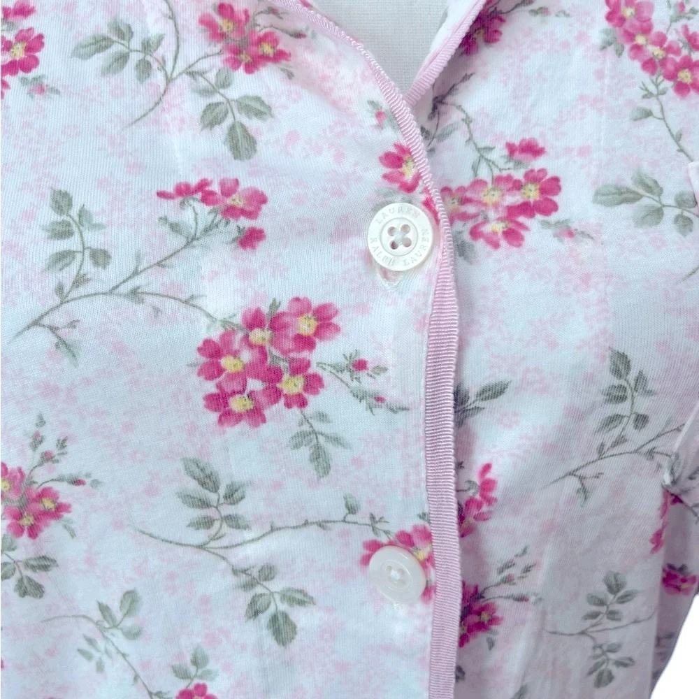 Lauren Ralph Lauren Floral Pajama Set Pink White Cottagecore Small - Picture 5 of 11